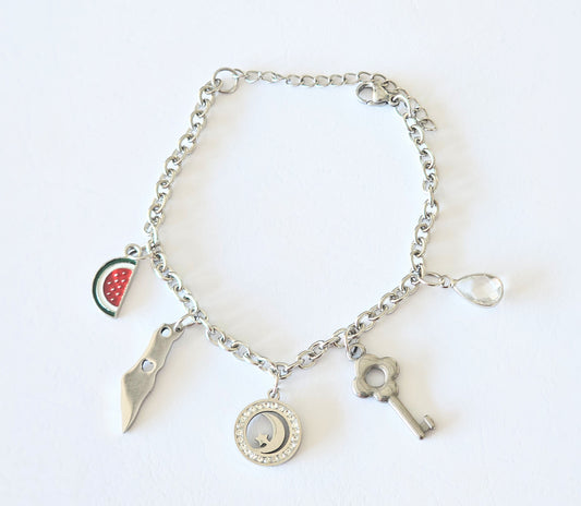 Palestine charm bracelet silver