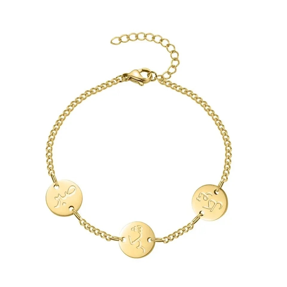 Coin bracelet - Happiness, Patience and Trust in God in Gift bag/box