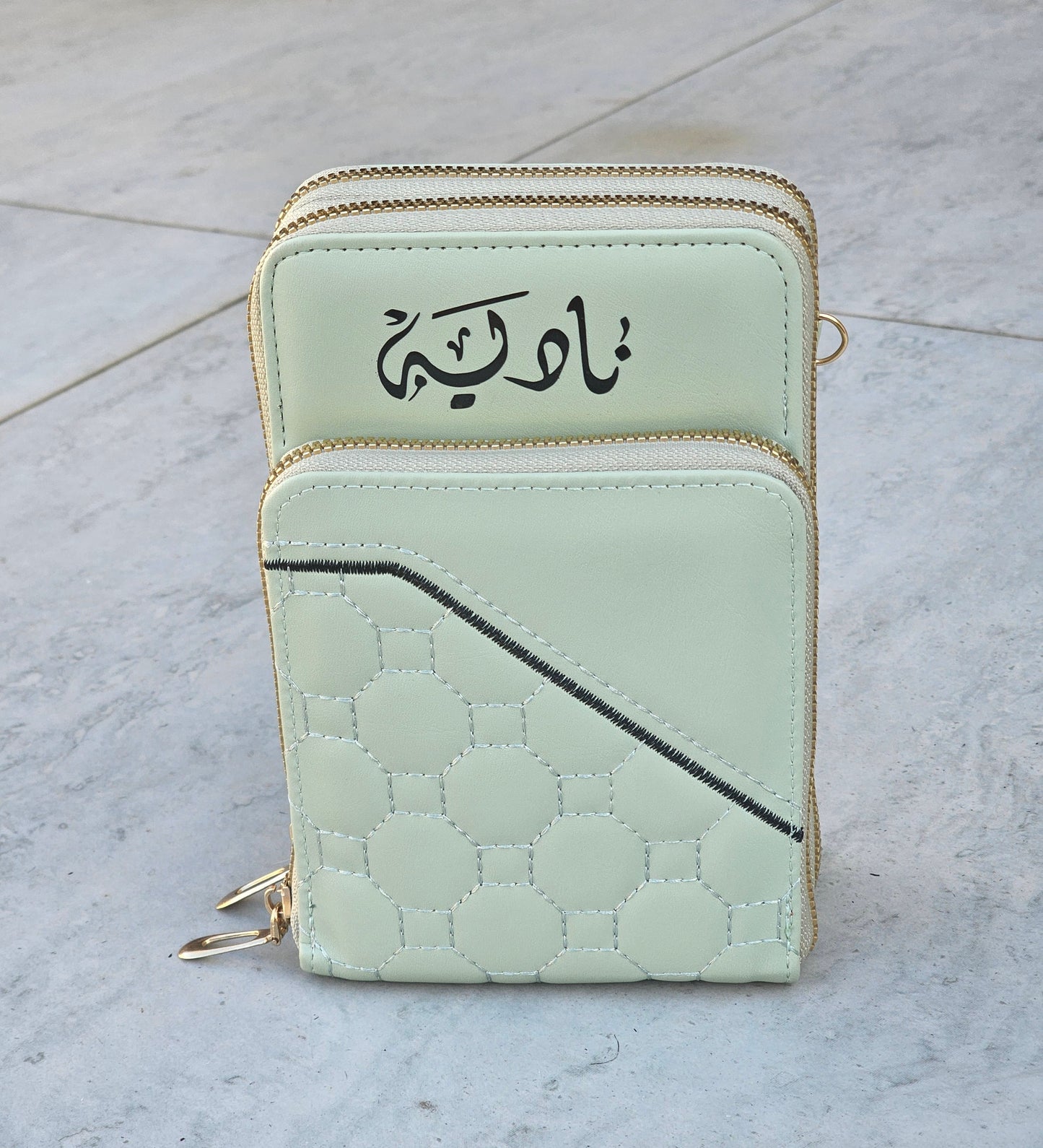 Cross body bags customised with Arabic/English name