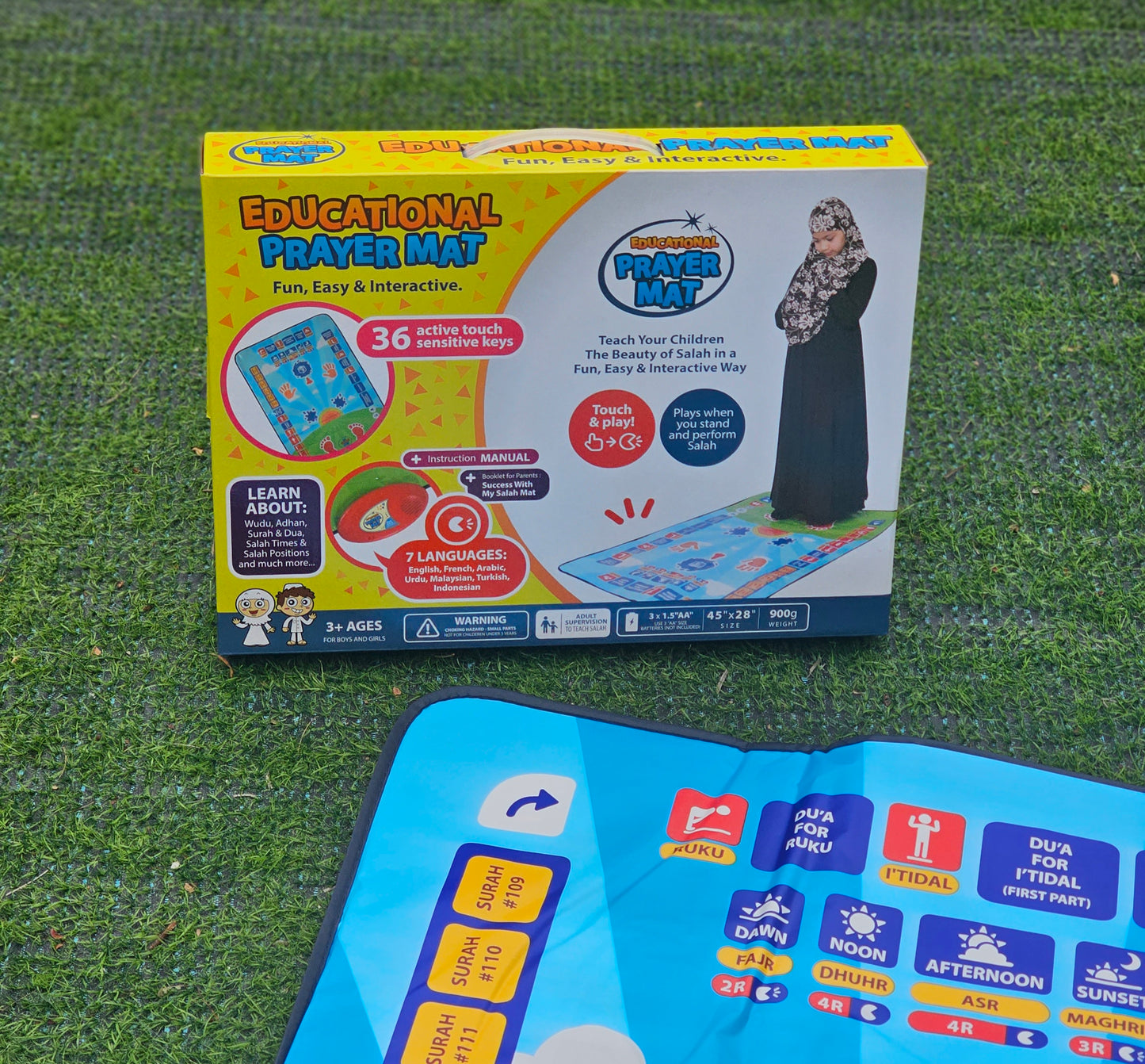 Kids' educational prayer mat with free Iqrah book marker