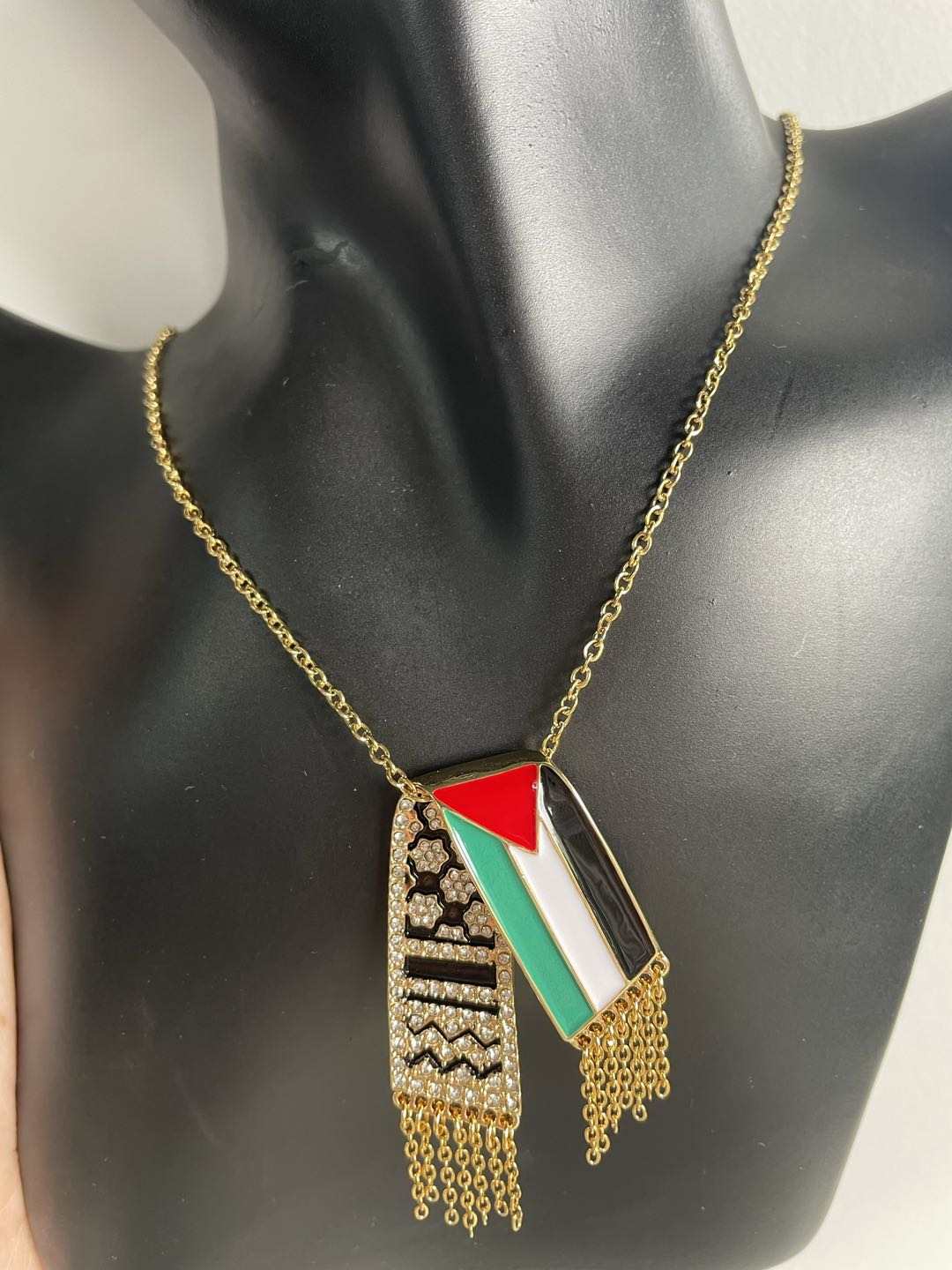 Keffiyeh scarf design necklace - Palestine 100% proceeds donated