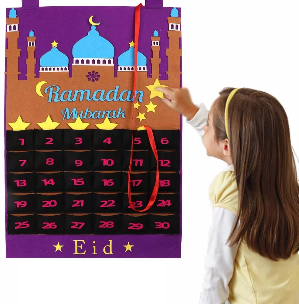 Kids Ramadan Calendar with pockets and detachable stars
