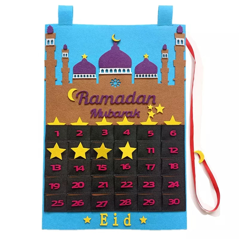 Kids Ramadan Calendar with pockets and detachable stars