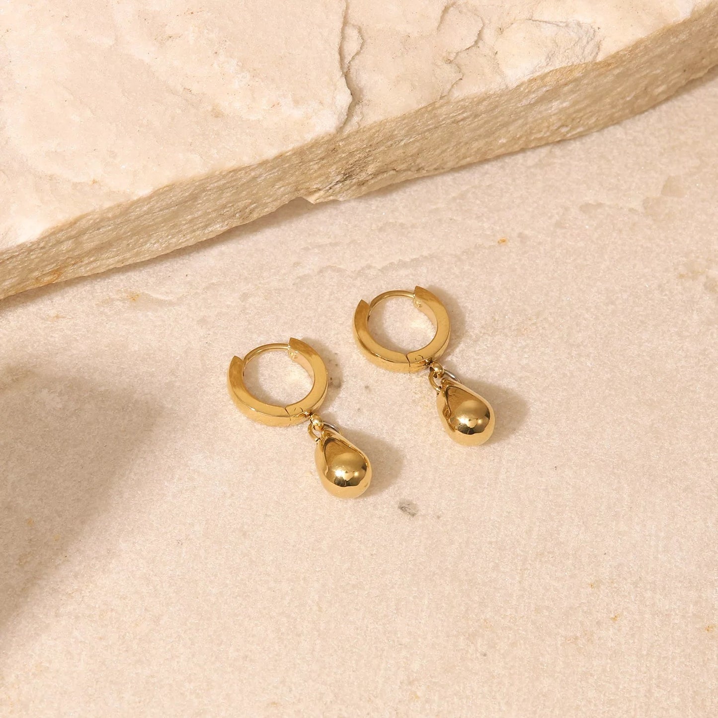 Tear drop 14k gold plated earring